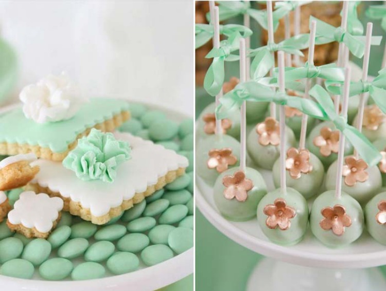 Doces em verde menta