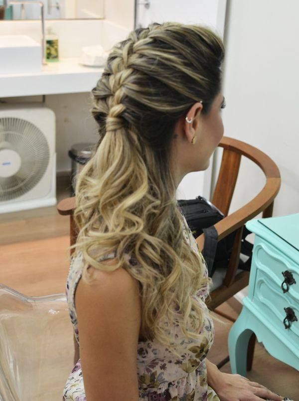 penteado semi preso com trança