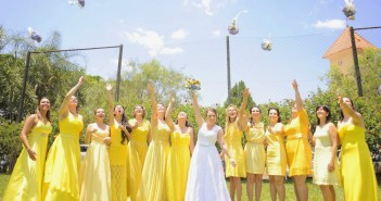 madrinhas de vestido amarelo