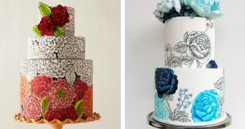bolos de noiva pintados a mão