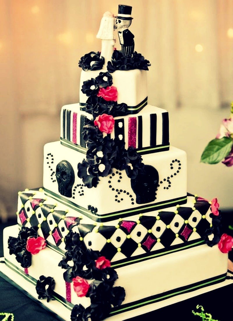 Bolo de casamento a caracter rock vintage